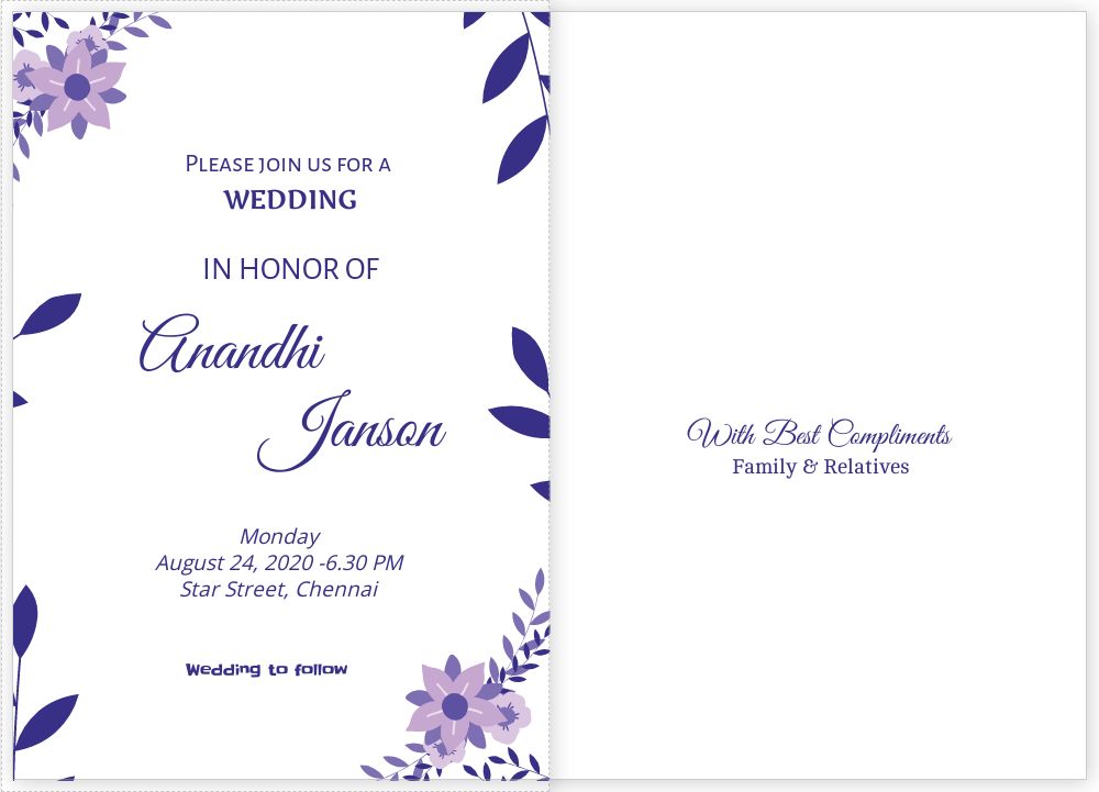 A5 Folded Invitations Template