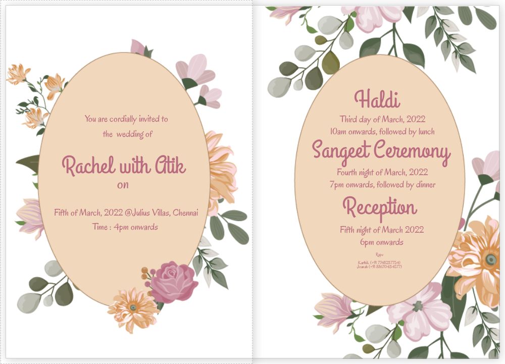 A5 Folded Invitations Template