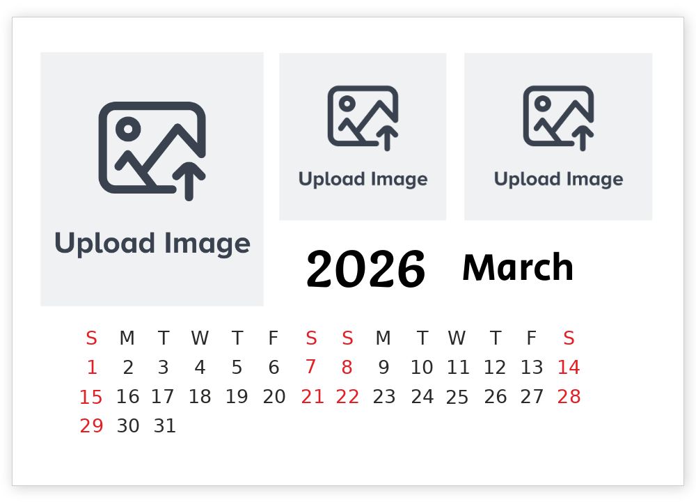 A5 Desktop Calendar Landscape Template