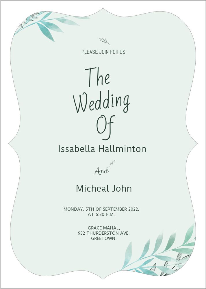 Bracket Shape Invitation - Card Front