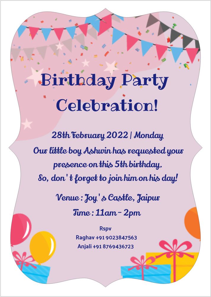 Bracket Shape Invitation - Card Front