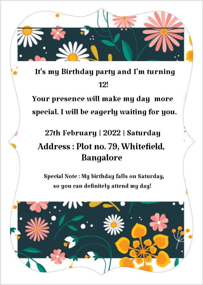 Bracket Shape Invitation - Card Front
